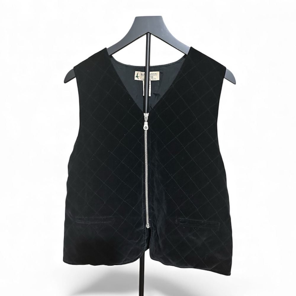 Marsh Landing Women Solid Black Velvet Quilted Vest SZ: PL